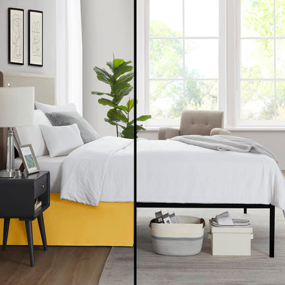 Yellow Bed Skirt Cal King Size - Cal King Bed Skirt 14 Inch Drop - Brushed Microfiber Bed Skirts - Hotel Quality Pleated Bed Skirt - Shrinkage & Fade Resistant