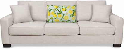 Throw Pillow Cover Lemon Summer Lemon Fruits Tree Branches Leaves White Little Flower Yellow Green Decor Lumbar Pillow Case Cushion for Sofa Couch Bed Standard Queen Size 20x30 Inch