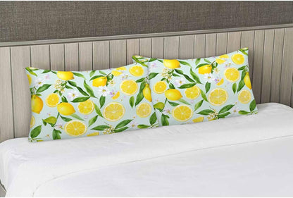 Throw Pillow Cover Lemon Summer Lemon Fruits Tree Branches Leaves White Little Flower Yellow Green Decor Lumbar Pillow Case Cushion for Sofa Couch Bed Standard Queen Size 20x30 Inch