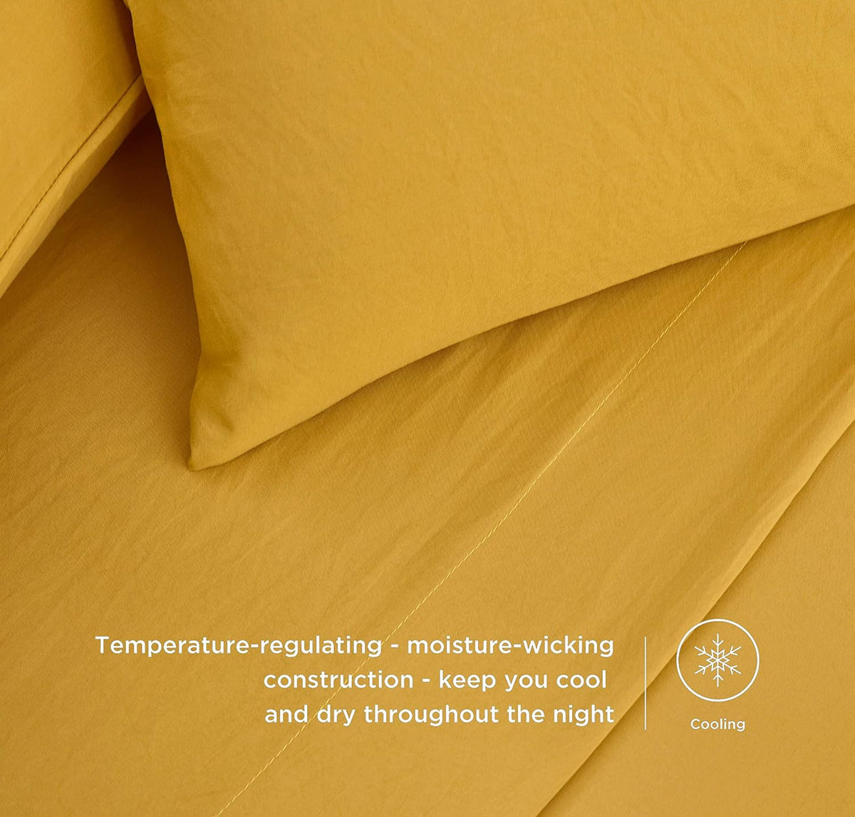 Soft Washed Queen Bed Sheet Set - 4-Piece Brushed Microfiber Wrinkle & Fade Resistant 14-Inches Deep Pocket Sheets & Pillowcases Set - Queen, Mustard Yellow