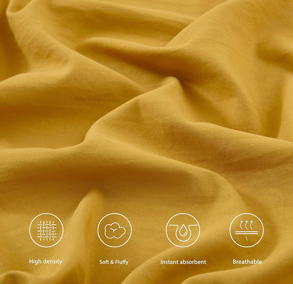 Soft Washed Queen Bed Sheet Set - 4-Piece Brushed Microfiber Wrinkle & Fade Resistant 14-Inches Deep Pocket Sheets & Pillowcases Set - Queen, Mustard Yellow