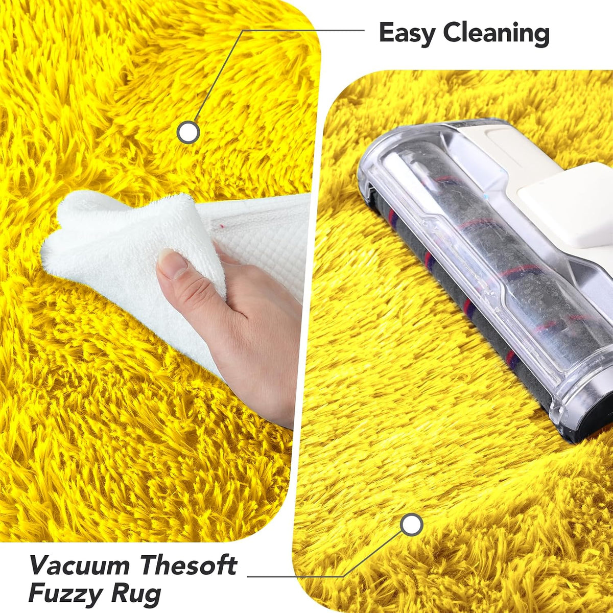 Fluffy Yellow Rug for Living Room 5x8 - Soft Non-Slip Kids Carpet