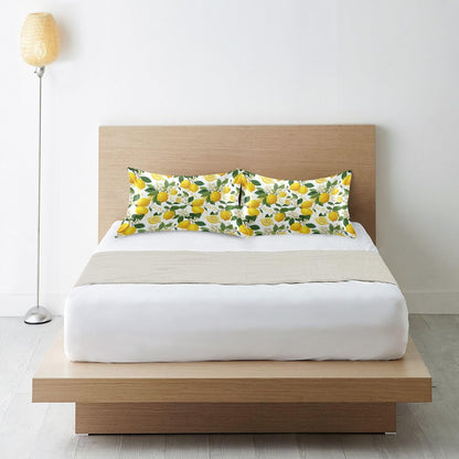 Satin Pillowcase 1 Pack Pillow Case with Envelope Closure King Size Pillow Cover 40 x 20 Inch Soft Breathable Yellow Lemon Flowers