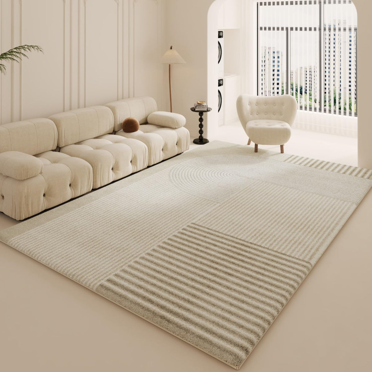 Abstract Rug Washable Area Rug for Living Room Bedroom Modern Non-Slip Rug Home Decor Area Rug Modern Rug(Light Yellow,63x91in)