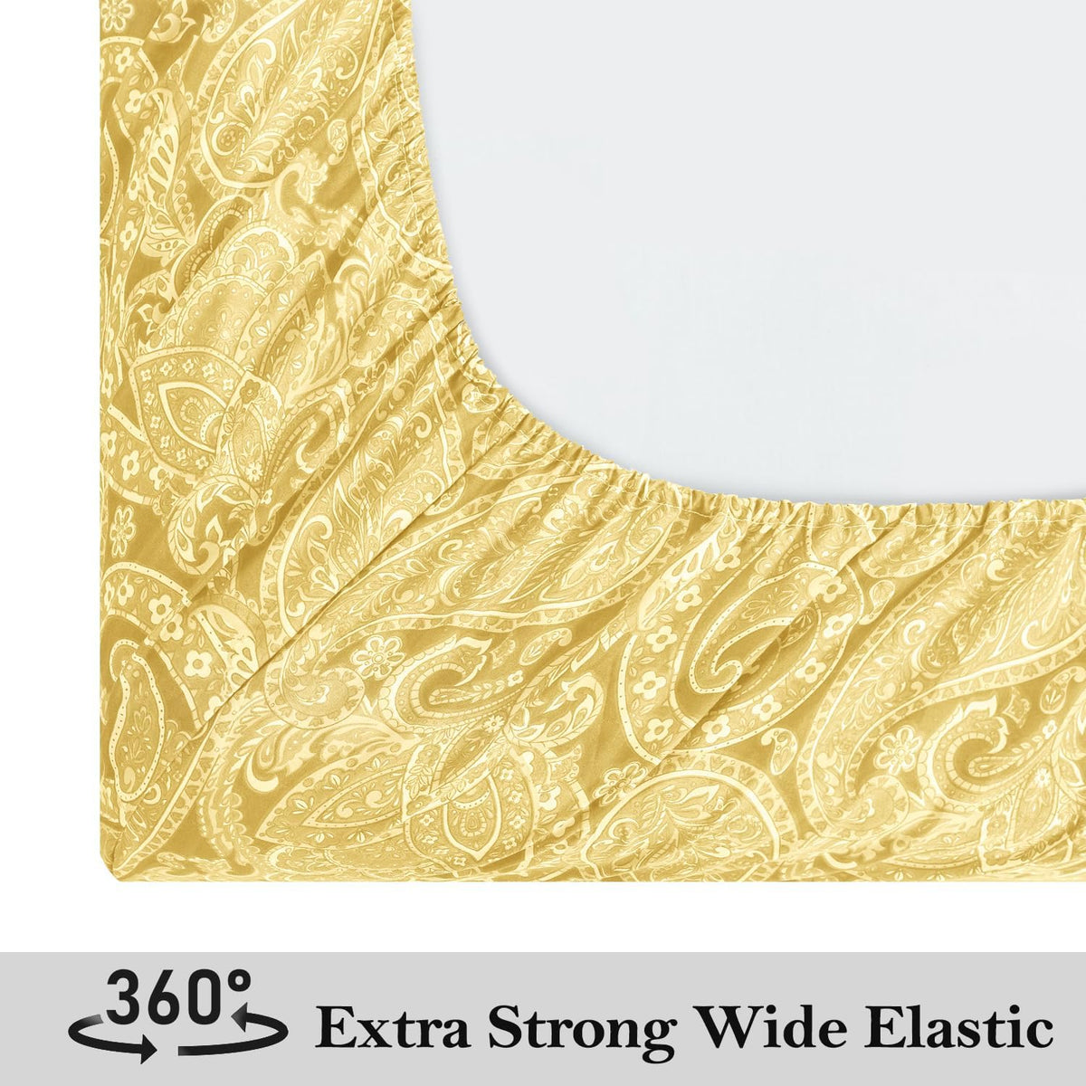 Queen Sheet Set, 4 Piece Yellow Paisley Sheets, 17" Deep Pocket Floral Pattern Sheets Queen, Soft Luxury Brushed Microfiber Bed Sheets, Easy Care Breathable Bedding Set
