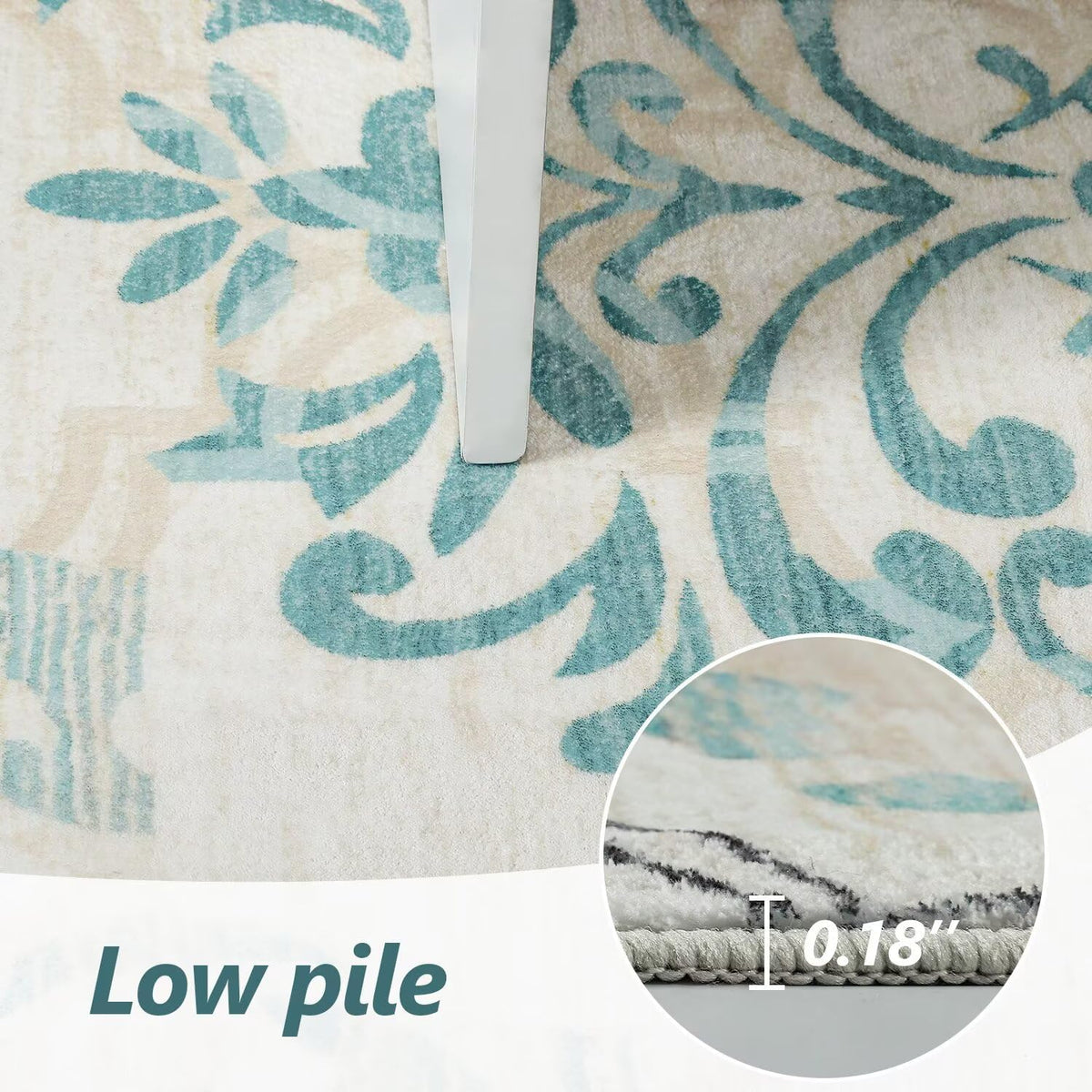 Washable 8x10 Area Rug for Living Room, Non-Slip Large Beige Bedroom Rugs