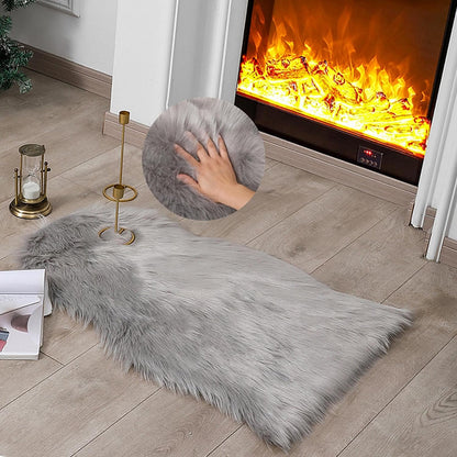 linmopm Faux Fur Sheepskin Rug, Grey, 2x3 ft