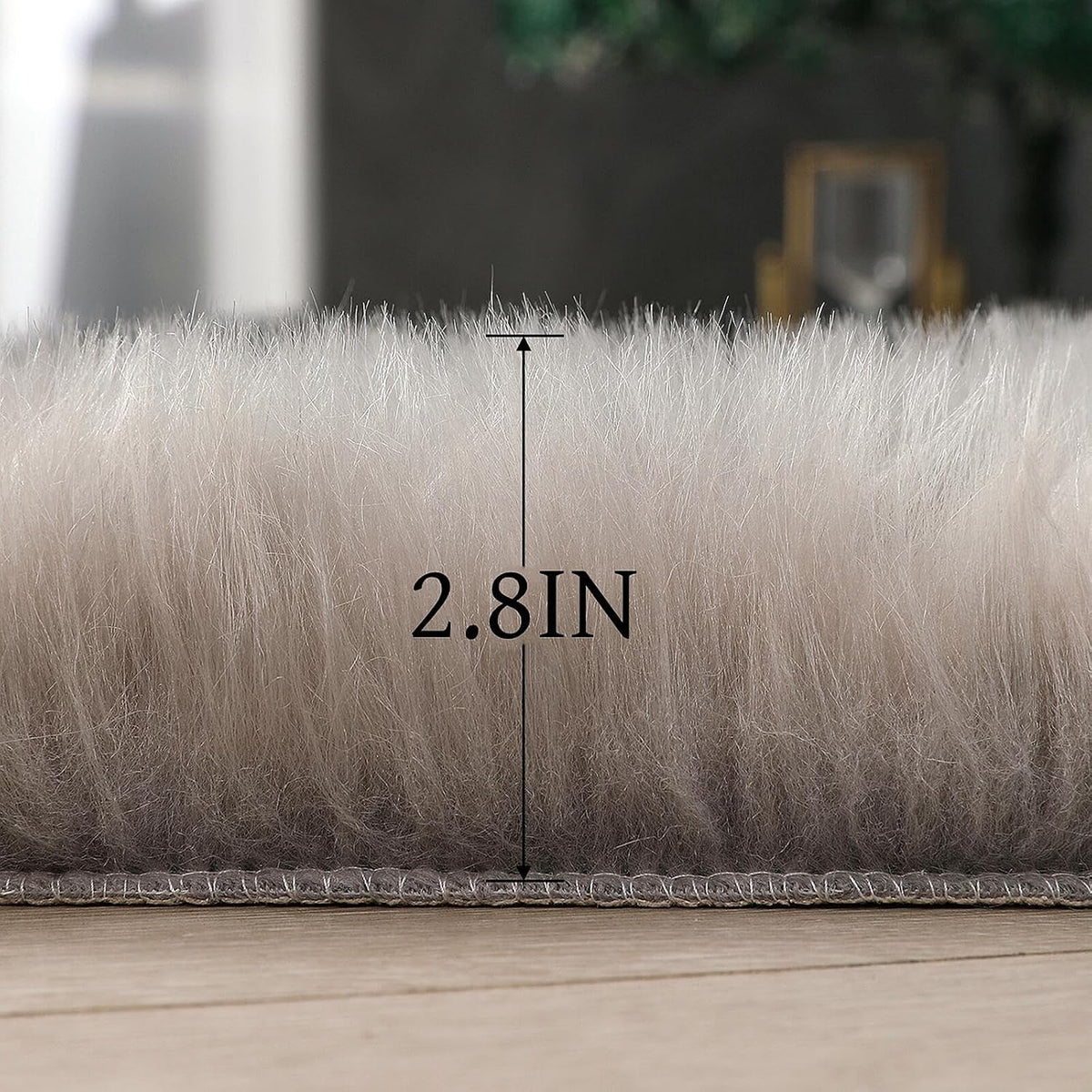 linmopm Faux Fur Sheepskin Rug, Grey, 2x3 ft