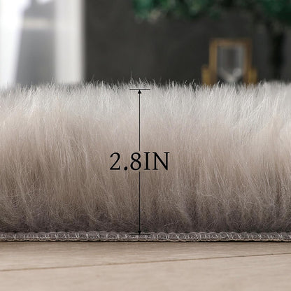 linmopm Faux Fur Sheepskin Rug, Grey, 2x3 ft