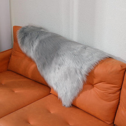 linmopm Faux Fur Sheepskin Rug, Grey, 2x3 ft