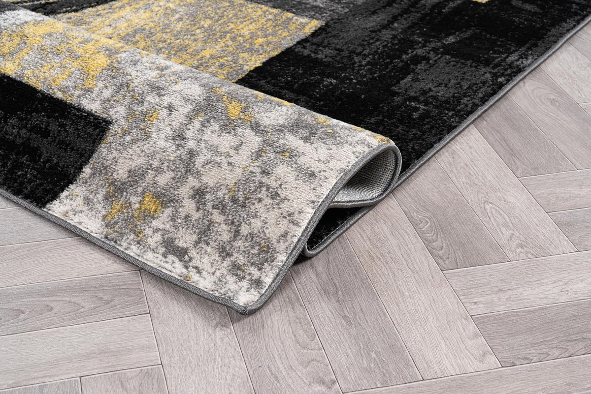 Circle Design Contemporary Fade-Resistant Area Rug Yellow 3'3" x 5'