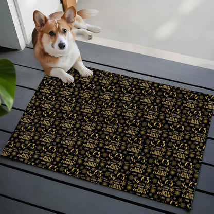 Christmas Winter 2x3 Area Rugs for Living Room, Snowflake Xmas Flower Yellow Black Non Slip Floor Mat Washable Low-Profile Indoor Carpet for Bedroom, Dining Room, Bathroom