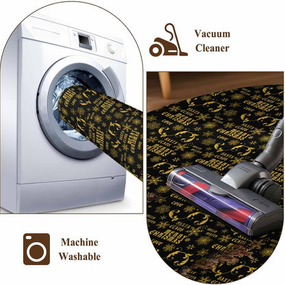 Christmas Winter 2x3 Area Rugs for Living Room, Snowflake Xmas Flower Yellow Black Non Slip Floor Mat Washable Low-Profile Indoor Carpet for Bedroom, Dining Room, Bathroom