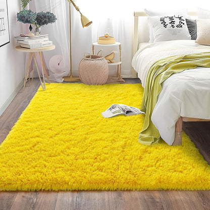 Soft Shag Rugs for Bedroom, Fluffy Washable 4x6 Yellow
