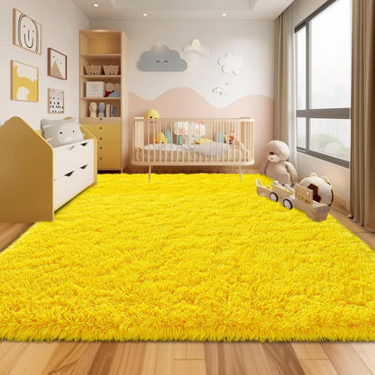 Soft Shag Rugs for Bedroom, Fluffy Washable 4x6 Yellow