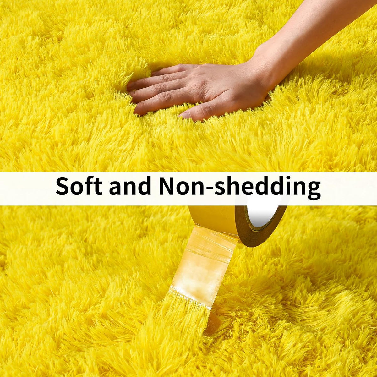 Soft Shag Rugs for Bedroom, Fluffy Washable 4x6 Yellow