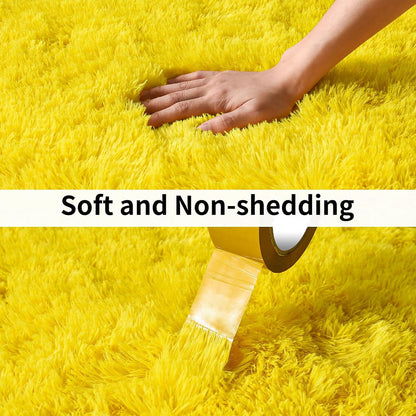 Soft Shag Rugs for Bedroom, Fluffy Washable 4x6 Yellow