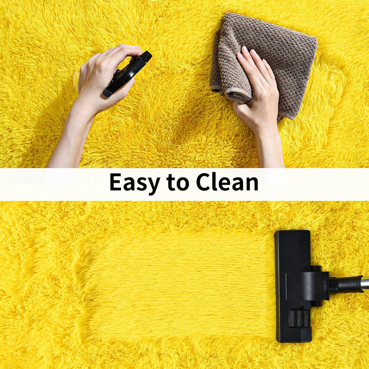 Soft Shag Rugs for Bedroom, Fluffy Washable 4x6 Yellow