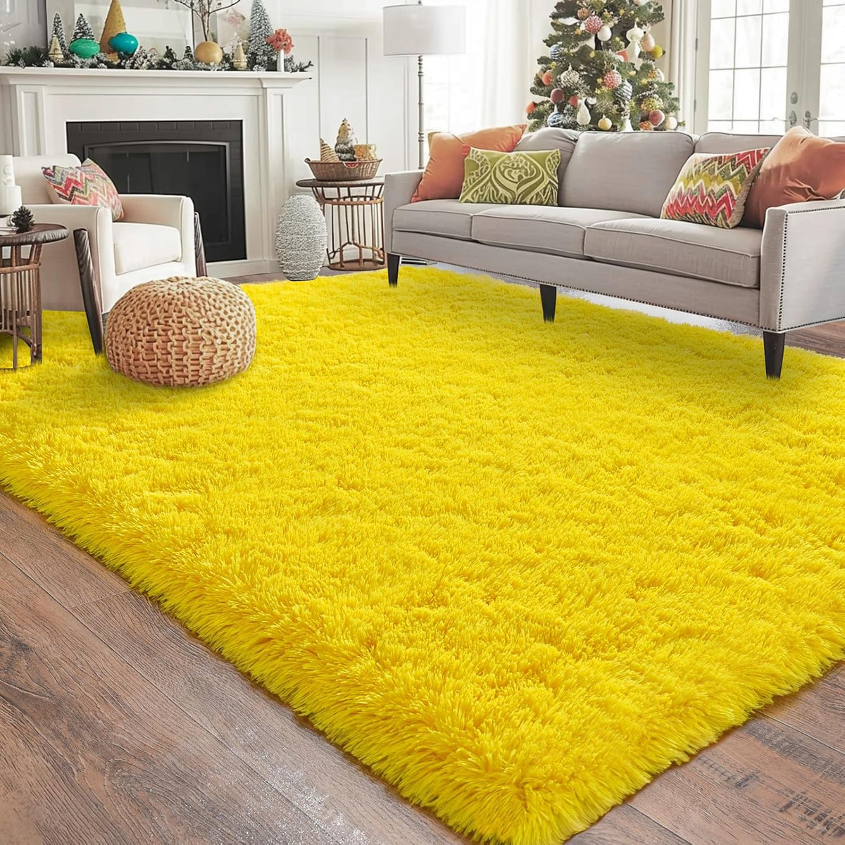 Soft Shag Rugs for Bedroom, Fluffy Washable 4x6 Yellow