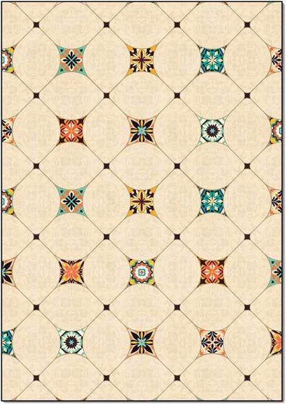 Modern Abstrac Area Rug Geometry Carpet for Farmhouse Bedroom Large Living Room Rugs Indoor Outdoor Door Mats Soft Non Slip Courtyard Kitchen Runner Decor Carpets 4.2' X 6.2'/Yellow
