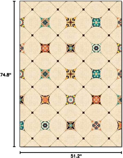 Modern Abstrac Area Rug Geometry Carpet for Farmhouse Bedroom Large Living Room Rugs Indoor Outdoor Door Mats Soft Non Slip Courtyard Kitchen Runner Decor Carpets 4.2' X 6.2'/Yellow