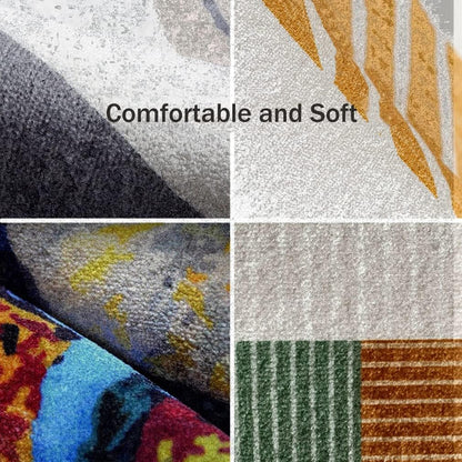 Modern Abstrac Area Rug Geometry Carpet for Farmhouse Bedroom Large Living Room Rugs Indoor Outdoor Door Mats Soft Non Slip Courtyard Kitchen Runner Decor Carpets 4.2' X 6.2'/Yellow