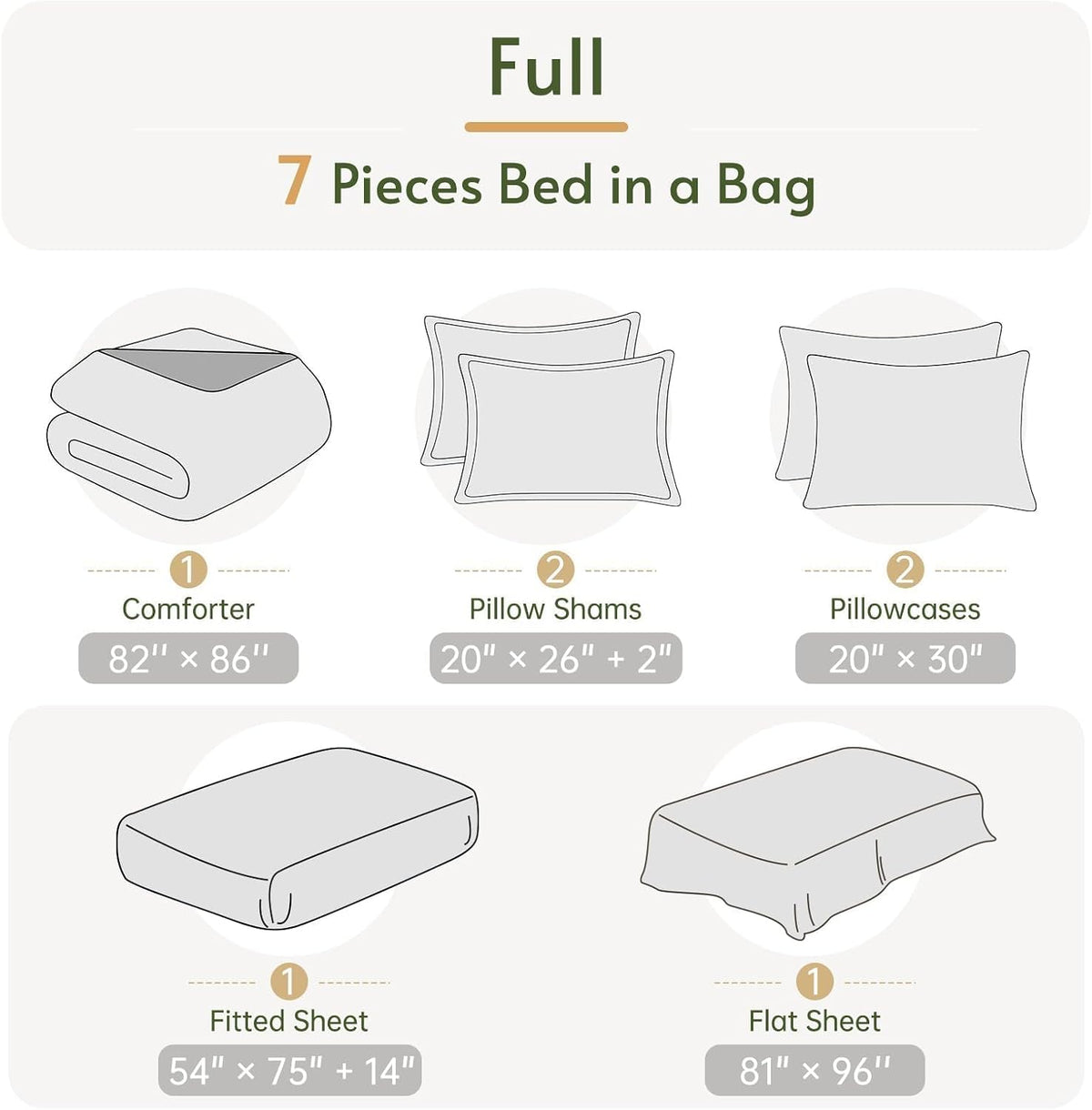 Full Comforter Set with Sheets - 7 Pieces Bed in a Bag Yellow Bedding Sets