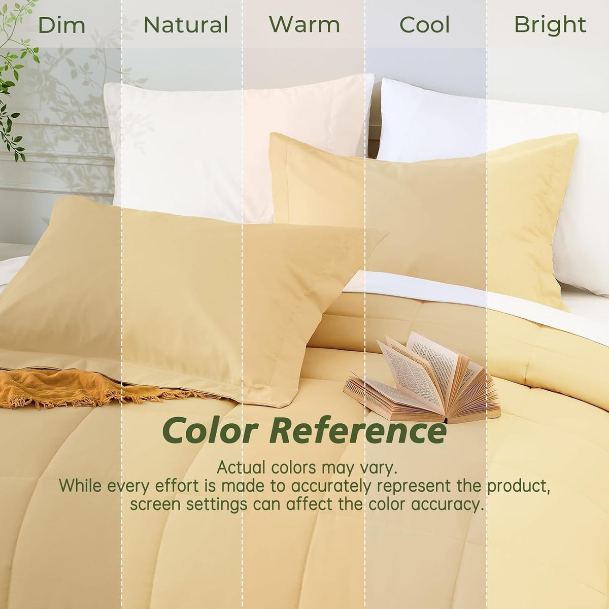 Full Comforter Set with Sheets - 7 Pieces Bed in a Bag Yellow Bedding Sets