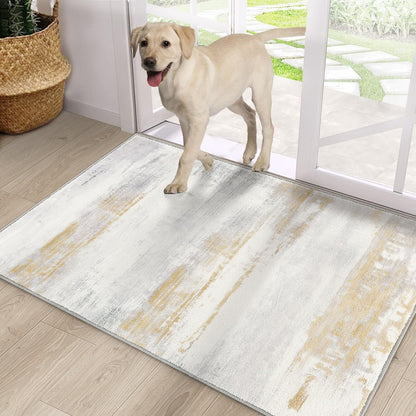 Door Mat, Faux Wool Front Indoor Door Mat 24X36, Yellow Washable