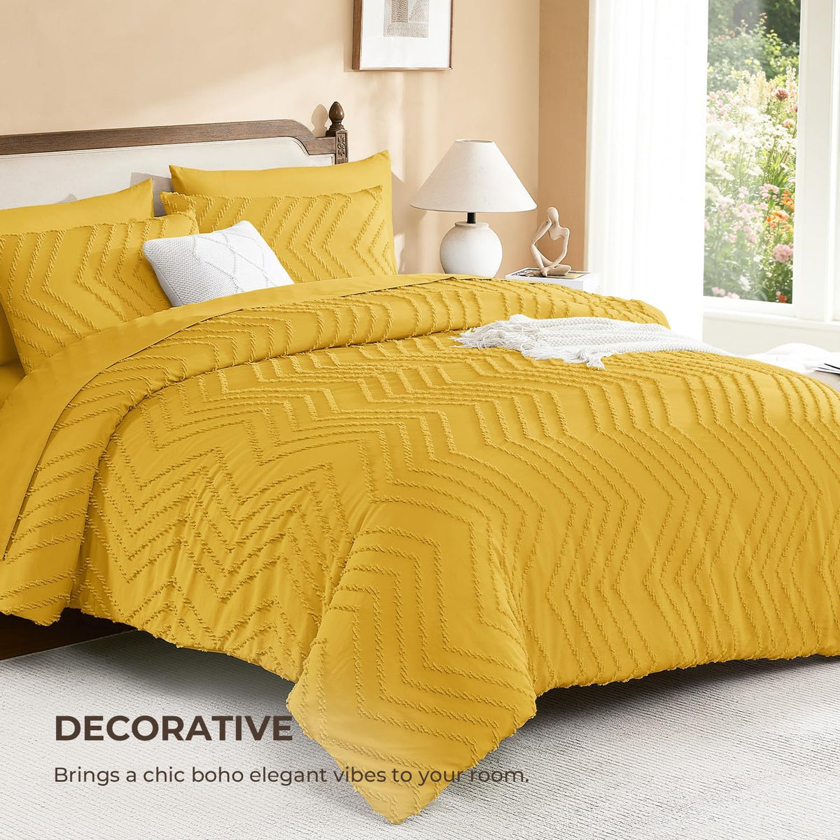 Queen Comforter Set with Sheets, 7 Pieces Boho Bed in a Bag