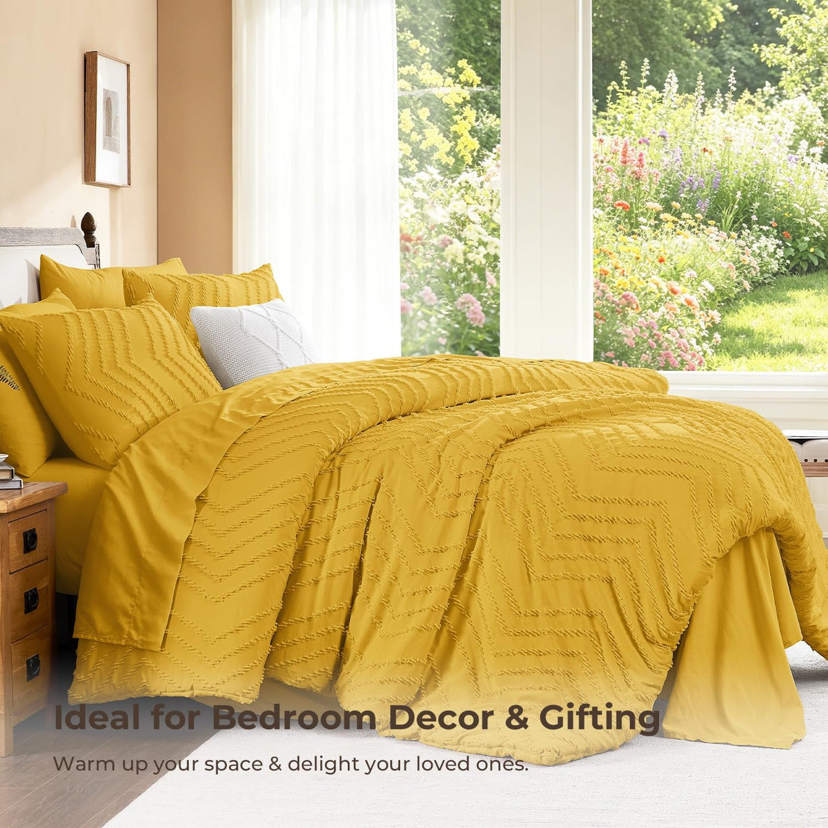 Queen Comforter Set with Sheets, 7 Pieces Boho Bed in a Bag