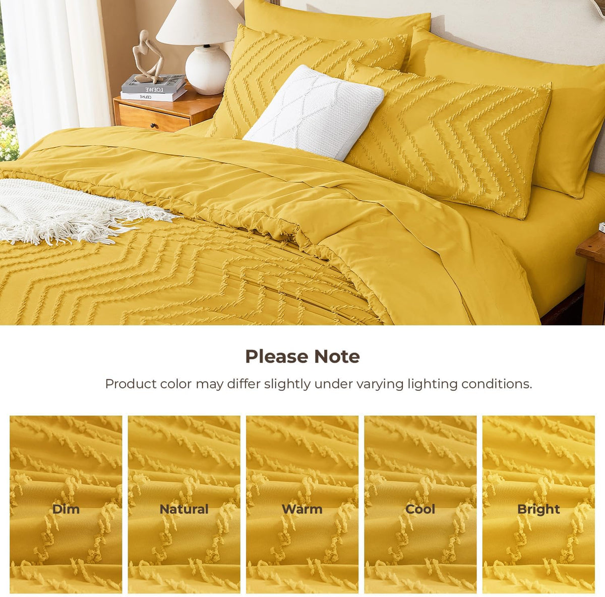 Queen Comforter Set with Sheets, 7 Pieces Boho Bed in a Bag