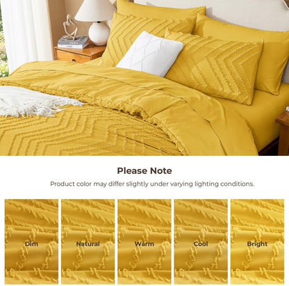 Queen Comforter Set with Sheets, 7 Pieces Boho Bed in a Bag