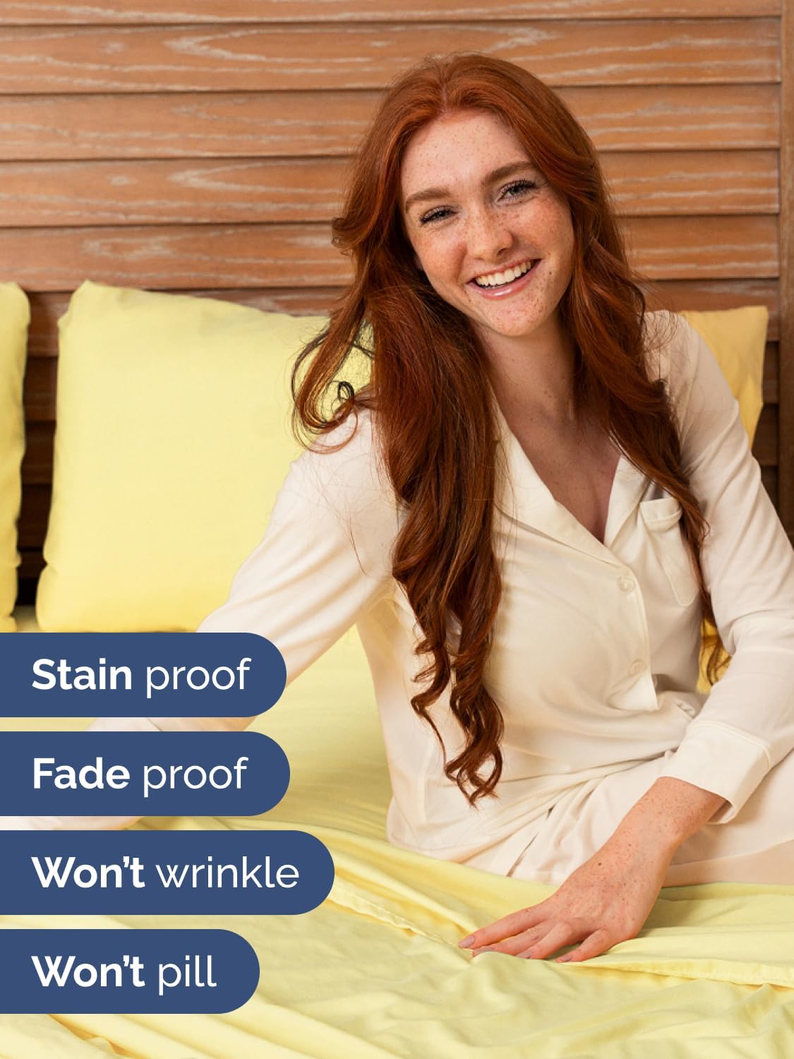 Extra Deep Split King Sheet Set - 7 Piece Breathable & Cooling - Yellow