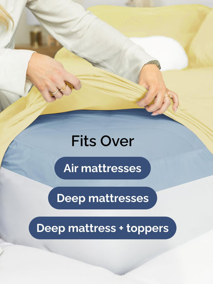 Extra Deep Split King Sheet Set - 7 Piece Breathable & Cooling - Yellow