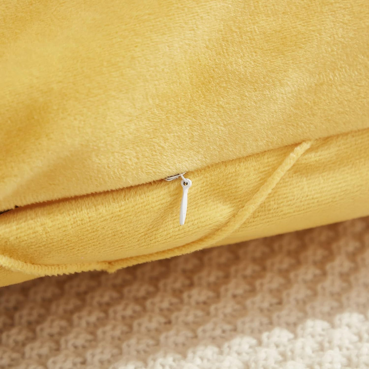 Diamond Pinch Pleated Crystal Velvet Pillowcases 2 Pack Solid Pintuck Throw Cushion Cover for Home Decor Hidden Zipper Closure (Yellow, Standard)