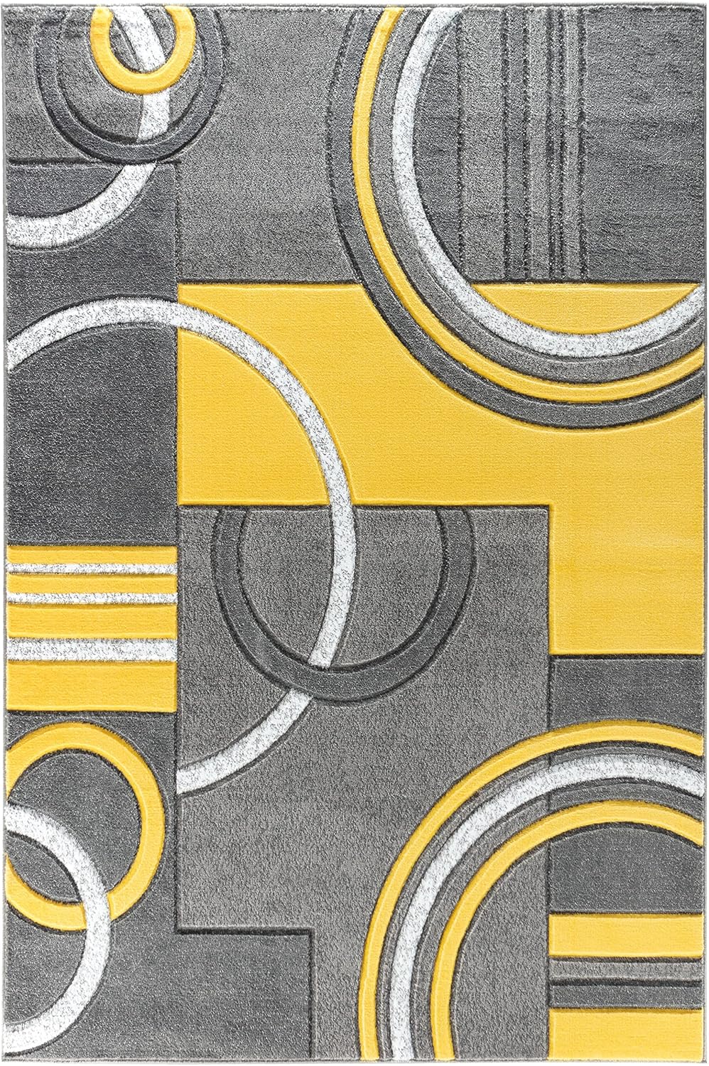 Area Rug Modern Soft Hand Carved Contemporary Floor Carpet with Premium Fluffy Texture for Indoor Living Dining Room and Bedroom Area (4x6, Yellow)