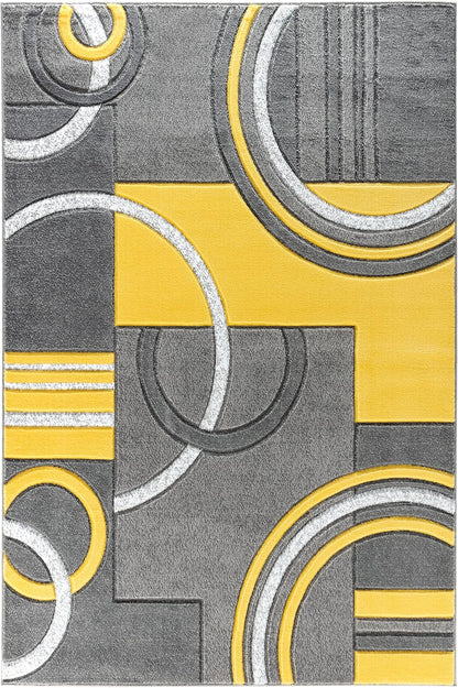 Area Rug Modern Soft Hand Carved Contemporary Floor Carpet with Premium Fluffy Texture for Indoor Living Dining Room and Bedroom Area (4x6, Yellow)