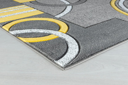 Area Rug Modern Soft Hand Carved Contemporary Floor Carpet with Premium Fluffy Texture for Indoor Living Dining Room and Bedroom Area (4x6, Yellow)