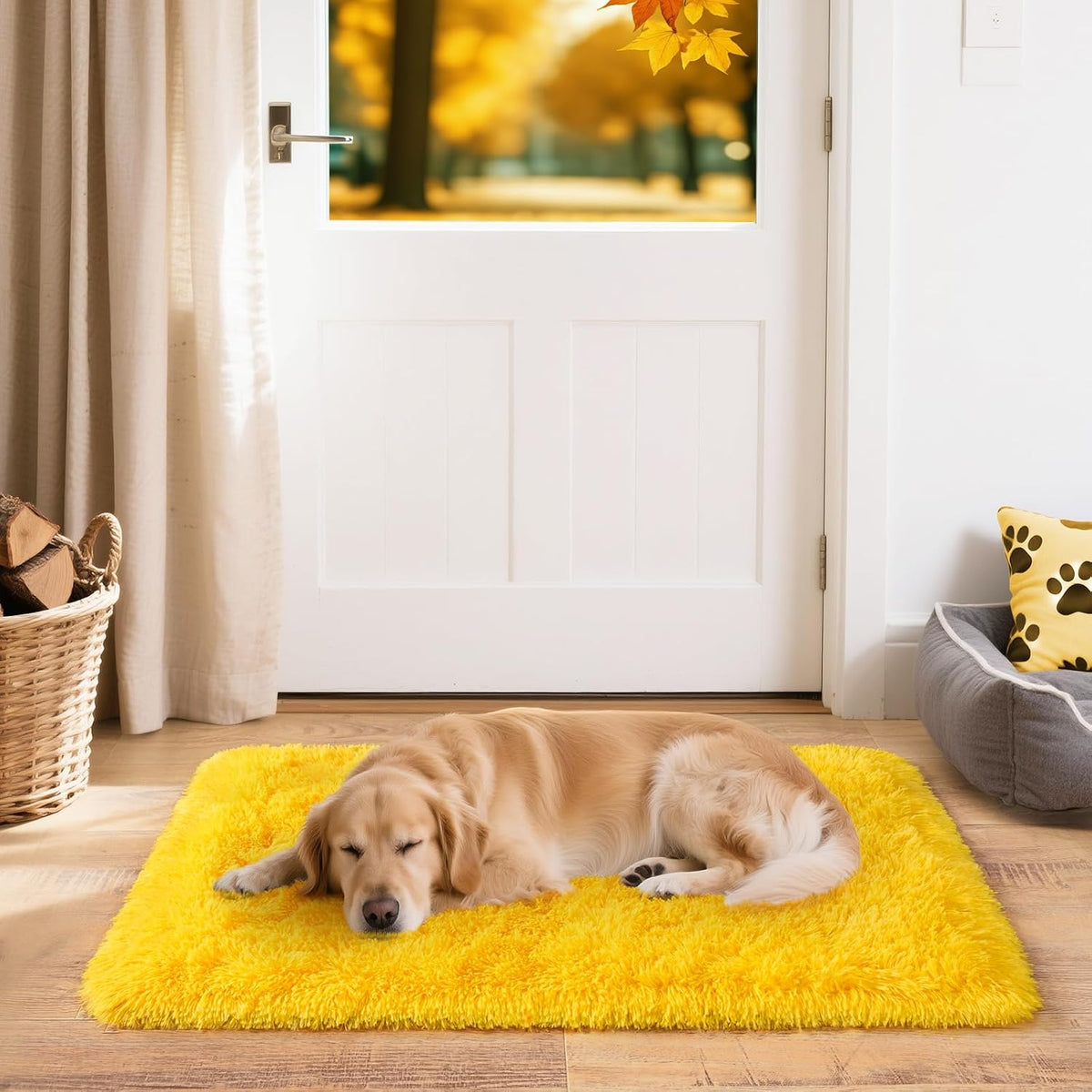 2x3 Small Rugs for Bedroom Hallways,Yellow Soft Fluffy Shaggy Bedside Rug