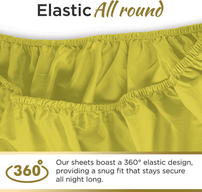 Twin XL Microfiber Fitted Sheet, 15" Deep Pocket, Yellow, 3 PC Set