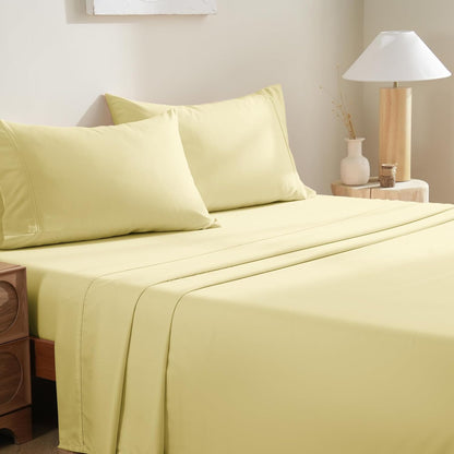 Bedding Full Sheets Set - Soft Bed Sheets - Cooling Breathable Bedding Set with 16" Deep Pocket (4 Pieces, Full, Pineapple Yellow)