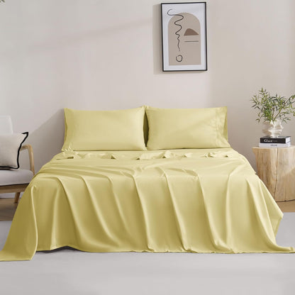 Bedding Full Sheets Set - Soft Bed Sheets - Cooling Breathable Bedding Set with 16" Deep Pocket (4 Pieces, Full, Pineapple Yellow)