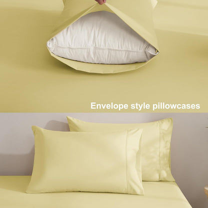 Bedding Full Sheets Set - Soft Bed Sheets - Cooling Breathable Bedding Set with 16" Deep Pocket (4 Pieces, Full, Pineapple Yellow)