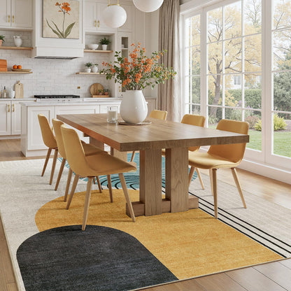DCX 5x7 Area Rug Living Room: Modern Washable Indoor Carpet Blue & Yellow