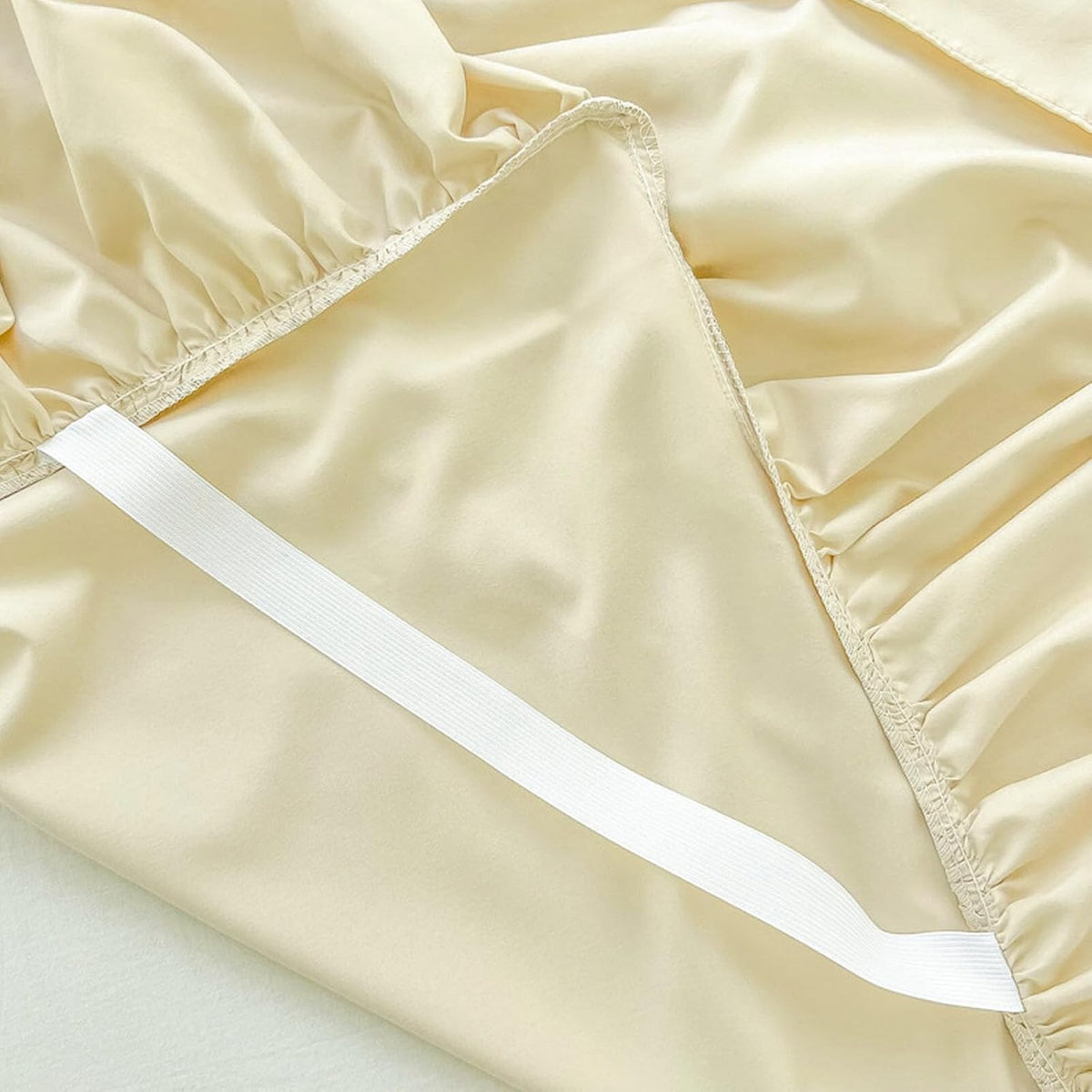 Ruffled Bed Skirt with Platform Classic Solid Color Microfiber 16 Inch Drop Bed Sheet with Skirt, Light Yellow, Full