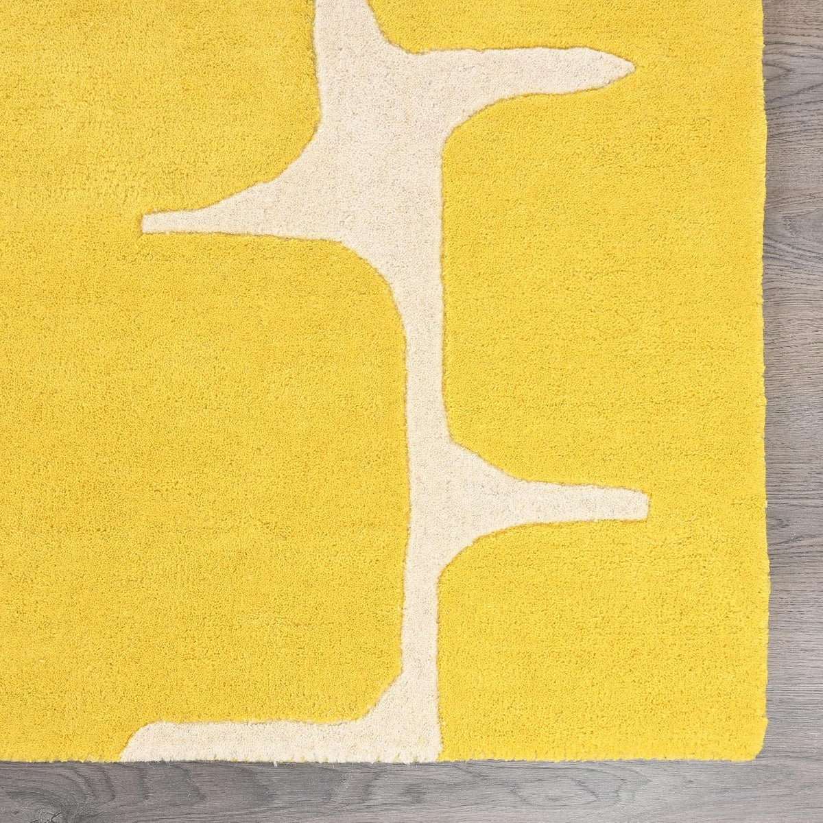 Hand Tufted Modern Yellow Color Abstract Geometric Area Rug for Living Room, Bedroom and Hall.
