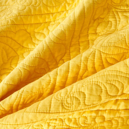 100% Cotton Quilted Pillow Sham Floral Printed Pillow Cover (Gold/Yellow)