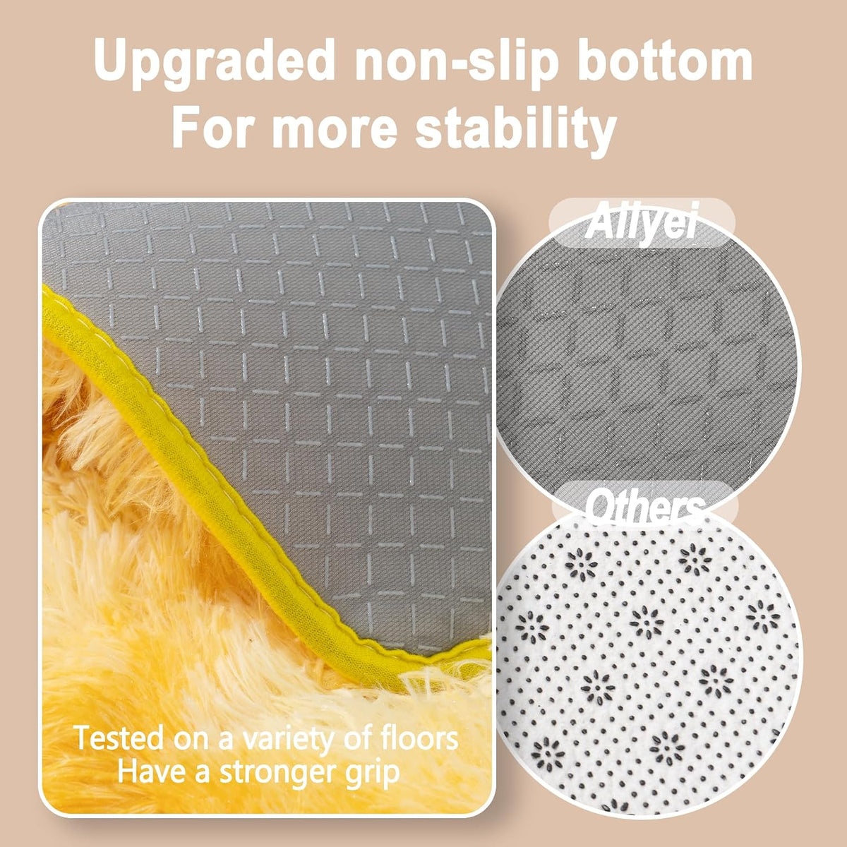 Soft Runner Rugs for Bedroom Hallways, 2x4 Tie-Dyed Yellow Fluffy Shag Throw Area Rug Non Slip for Bedside Dorm, Long Shaggy Furry Carpet for Nursery Living Room