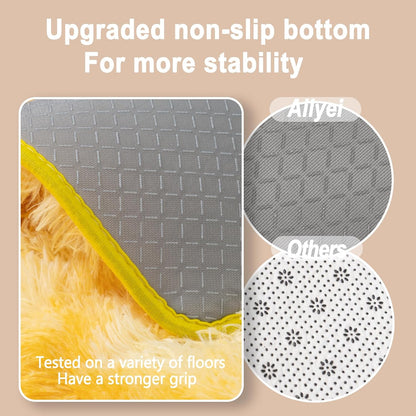 Soft Runner Rugs for Bedroom Hallways, 2x4 Tie-Dyed Yellow Fluffy Shag Throw Area Rug Non Slip for Bedside Dorm, Long Shaggy Furry Carpet for Nursery Living Room